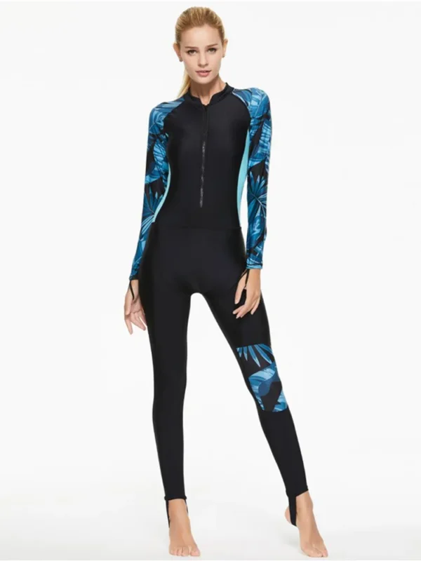 Fashion Women's Swimsuit Printing Quick-drying Long Sleeve Swimwear Front Zip Diving Snorkelling Surfing Bathing Suit 2023 - Image 2