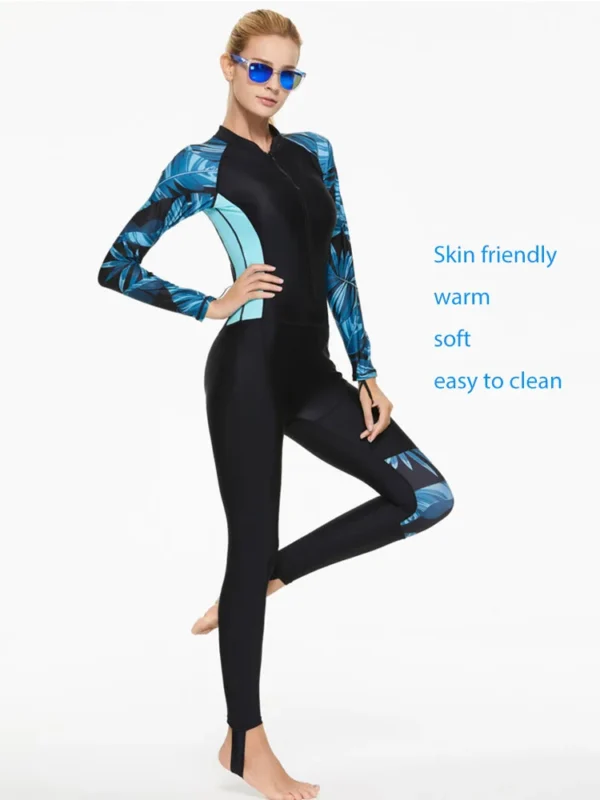 Fashion Women's Swimsuit Printing Quick-drying Long Sleeve Swimwear Front Zip Diving Snorkelling Surfing Bathing Suit 2023 - Image 3
