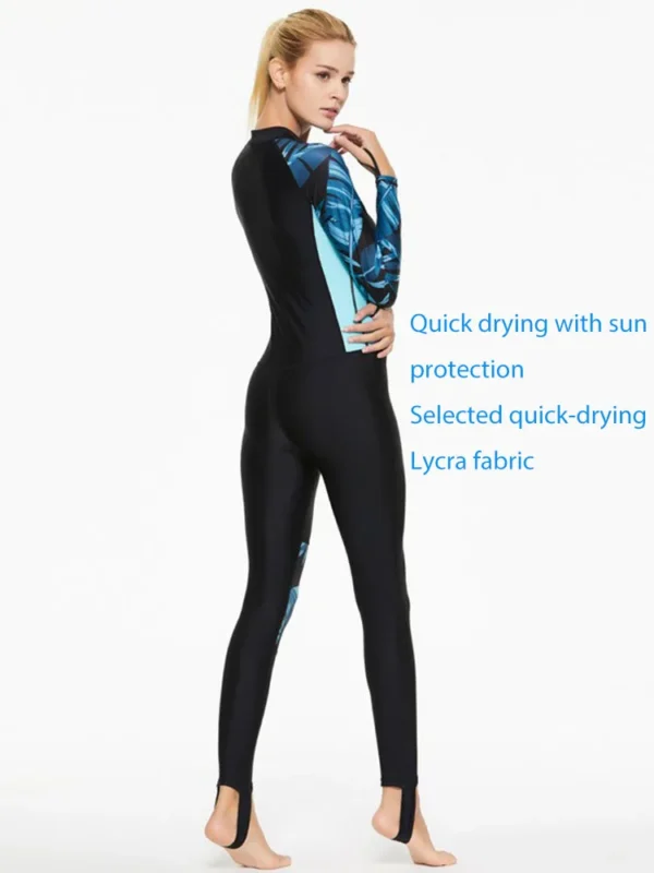 Fashion Women's Swimsuit Printing Quick-drying Long Sleeve Swimwear Front Zip Diving Snorkelling Surfing Bathing Suit 2023 - Image 4