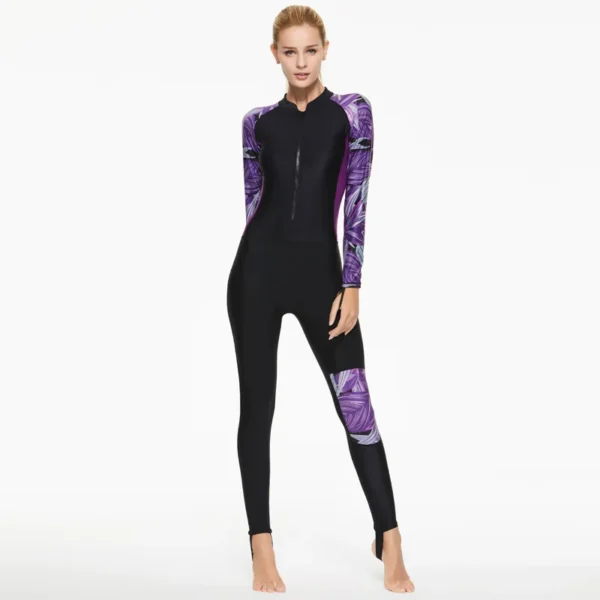 Fashion Women's Swimsuit Printing Quick-drying Long Sleeve Swimwear Front Zip Diving Snorkelling Surfing Bathing Suit 2023 - Image 5
