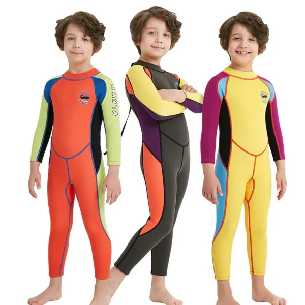 Hot Boys' Swimwear 2.5mm Neoprene Wetsuit For Children Long Sleeve Scratch Proof Surfing Diving Beach Playing Kids Rash Guard - Image 6