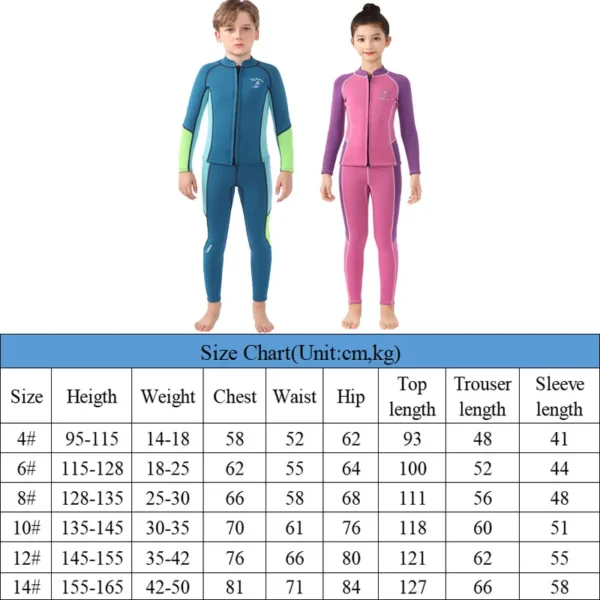 Kids Neoprene Split Wetsuit 2.5mm Thermal Keep Warm Diving Suit Snorkeling Surfing Swimming Suit Boy Girl Diving Clothes - Image 6