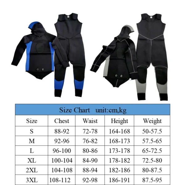 Men's 3mm Split Wetsuit Thicken Neoprene Diving Suit with Hood Elastic Surfing Fish Hunting Snorkeling Sets Two-piece Swimsuit - Image 6