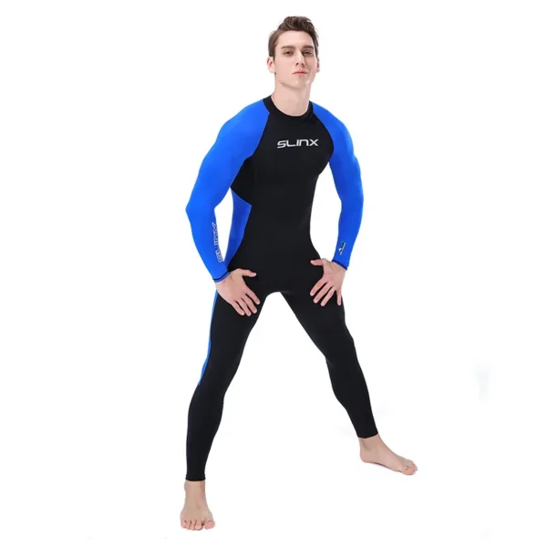 Men's Quick-Drying Swimsuit Sunscreen Long Sleeve Blue Black Clothes Jellyfish Swimwear for Swimming Drifting Surfing Spandex - Image 2