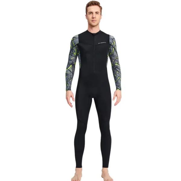 Men's Swimsuit Cool Fabric Long Sleeve Bathing Suit Quick-drying Suncreen UPF50+ Swimwear for Swimming Surfing Beach Activities