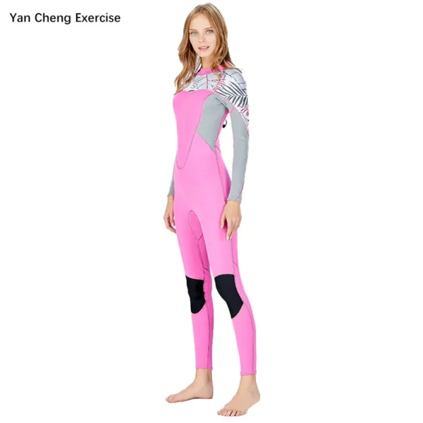 Neoprene Long Sleeve Swimwear for Women Pink Swimsuit Snorkeling Surf Keep Warm Fashion Diving Suit Equipment 2mm