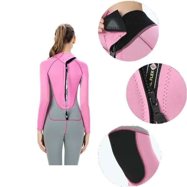 Neoprene Swimming Suit for Women Long Sleeve Swimsuit Surfing and Diving Scuba Snorkeling Pink Bathing Clothes 3mm 2023 - Image 6