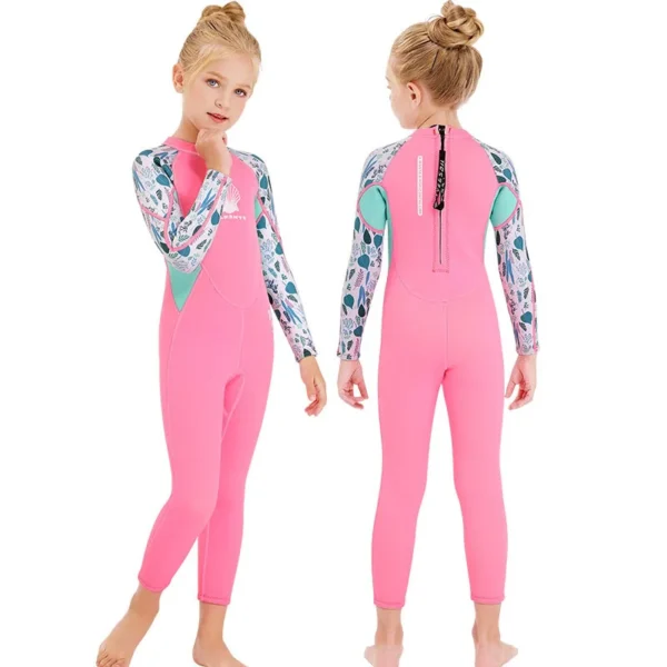 Swimming Suit For Girl 2.5mm One-piece Rash Guard Kids Long Sleeve Cold Proof Children's Swimwear Swimming Snorkeling Jellyfish - Image 3