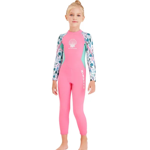 Swimming Suit For Girl 2.5mm One-piece Rash Guard Kids Long Sleeve Cold Proof Children's Swimwear Swimming Snorkeling Jellyfish