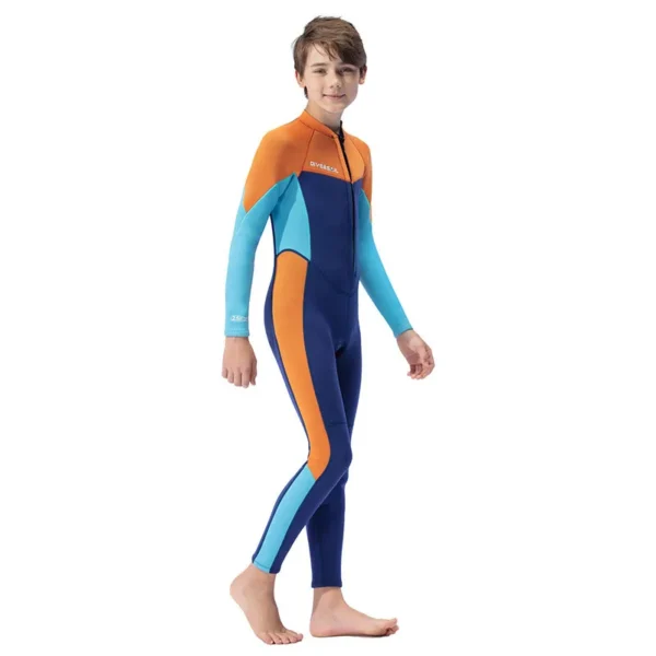 Teenagers Neoprene Wetsuit Front Zip Long Sleeve Swimming Suit Keep Warm Surfing Diving Junior Children's Winter Swimwear - Image 2