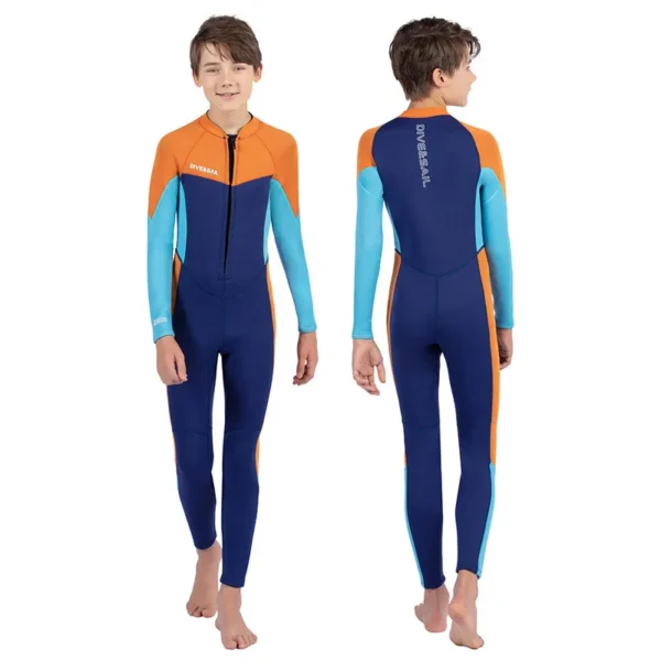 Teenagers Neoprene Wetsuit Front Zip Long Sleeve Swimming Suit Keep Warm Surfing Diving Junior Children's Winter Swimwear - Image 3