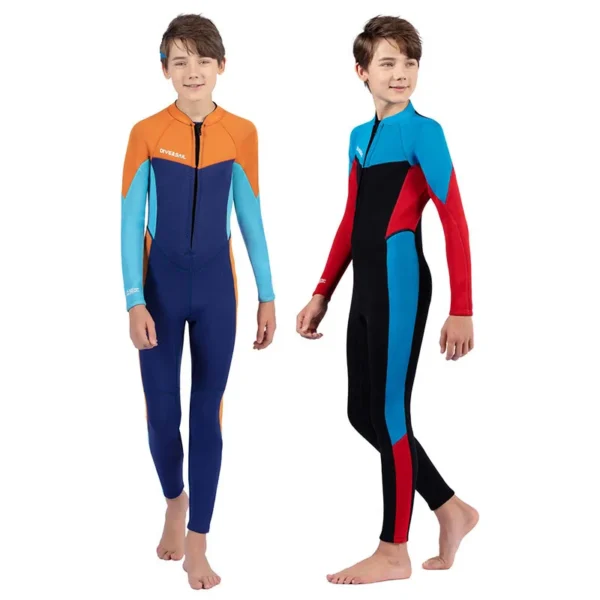 Teenagers Neoprene Wetsuit Front Zip Long Sleeve Swimming Suit Keep Warm Surfing Diving Junior Children's Winter Swimwear - Image 4