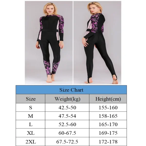 Women Fashion Swimwear Printing Long Sleeve Thin Swimsuit Sun Protection Snorkeling Surfing Swim Clothes Pink Purple Diving Suit - Image 6