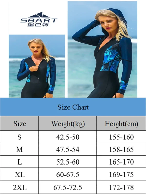 Women's Swimwear Long Sleeve with Hat Quick-drying Swimsuit Sun Protection Suit for Swimming Surfing Jellyfish Beach Activities - Image 6